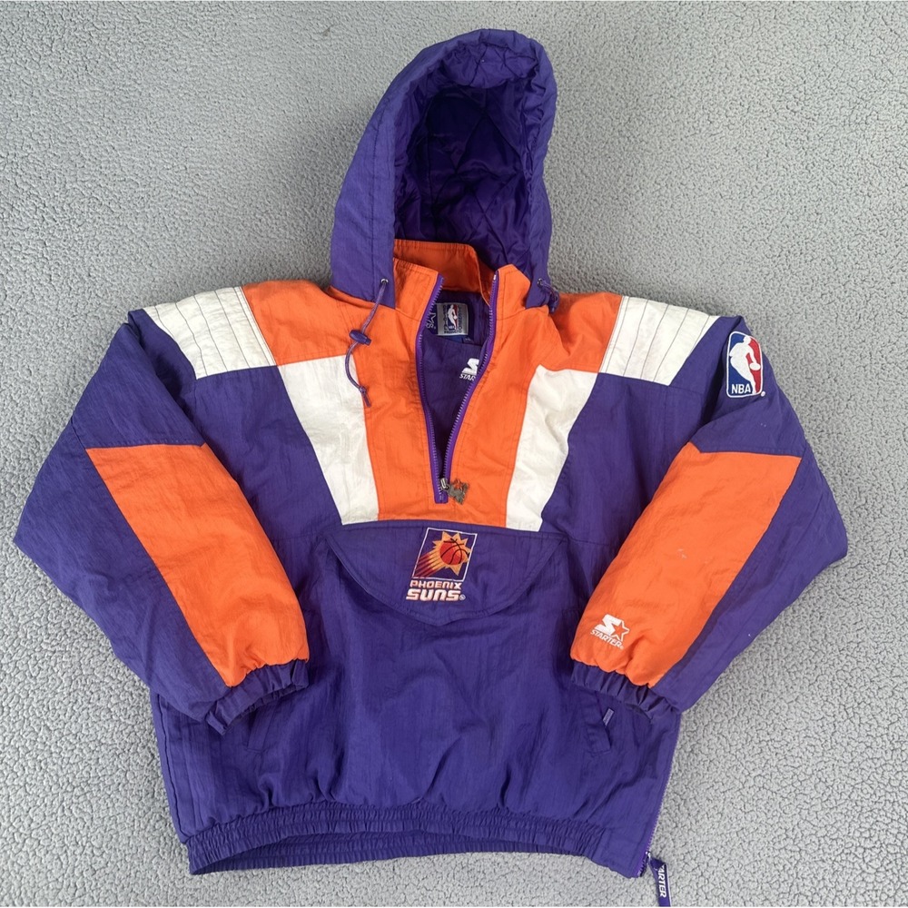 Vintage 90s Starter NBA Phoenix Suns 1/2 Zip Jacket Men Large Color Block
